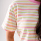Daisy Stripe T-Shirt In Pink Mix