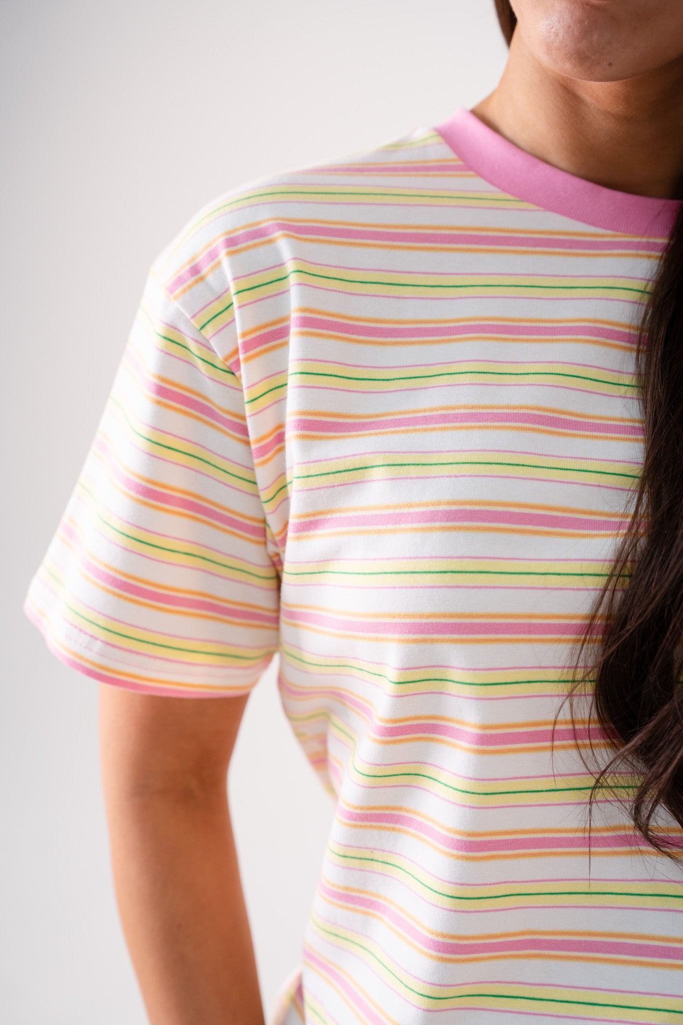 Daisy Stripe T-Shirt In Pink Mix