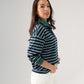 Daisy Stripe Top In Navy Mix