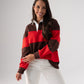 Daisy Rugby Top In Brown & Red