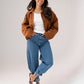 Ella Faux Suede Bomber Jacket In Camel