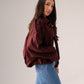 Ella Faux Suede Bomber Jacket In Burgundy