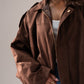 Ella Faux Suede Bomber Jacket In Chocolate