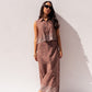 Ella Floral Trim Skirt In Chocolate