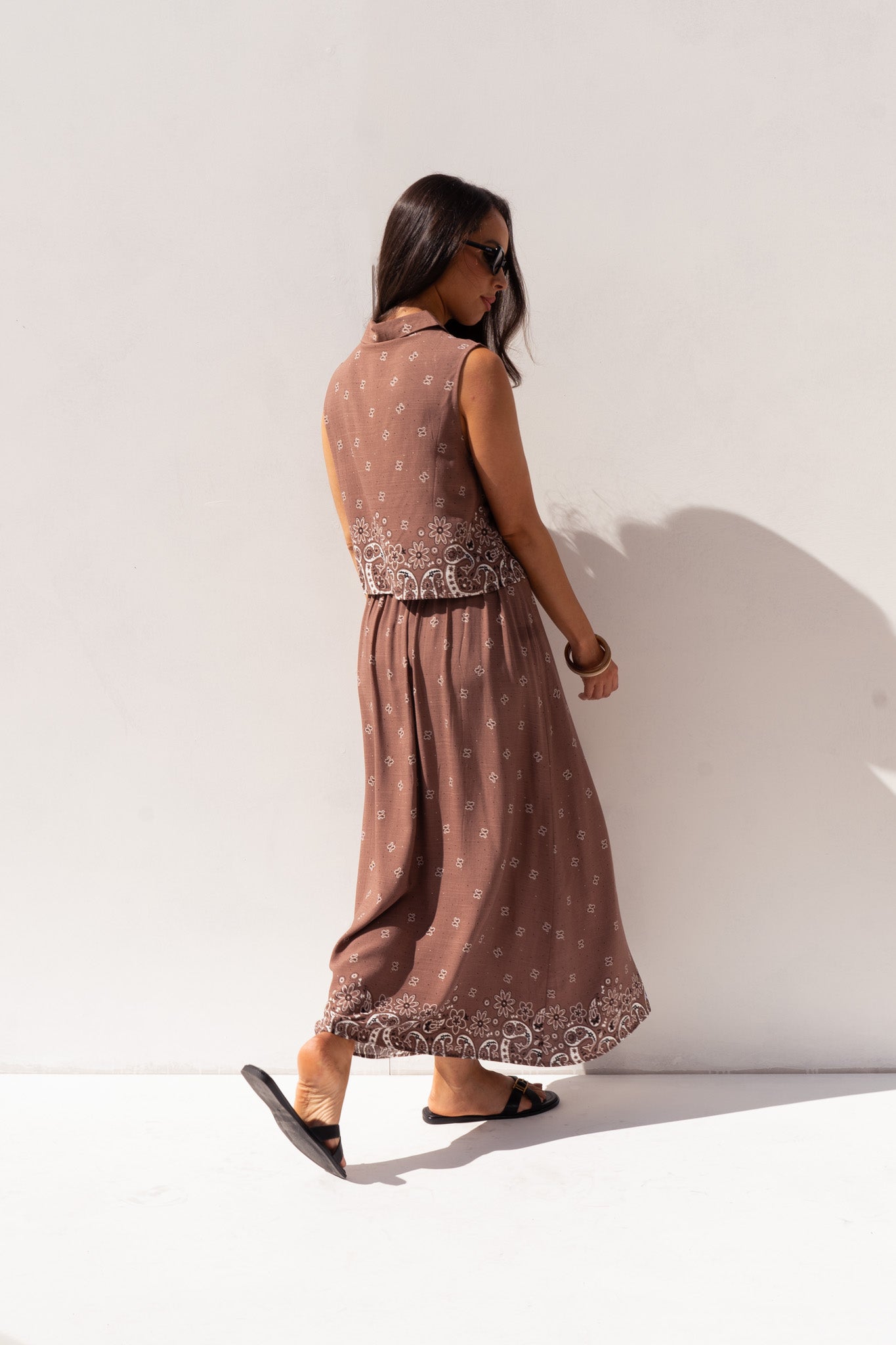 Ella Floral Trim Skirt In Chocolate