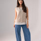 Ella Pleat Trim Waistcoat In Beige