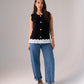 Ella Pleat Trim Waistcoat In Black