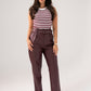 Ella Faux Leather Trousers In Wine