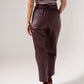 Ella Faux Leather Trousers In Wine