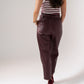 Ella Faux Leather Trousers In Wine