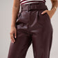 Ella Faux Leather Trousers In Wine