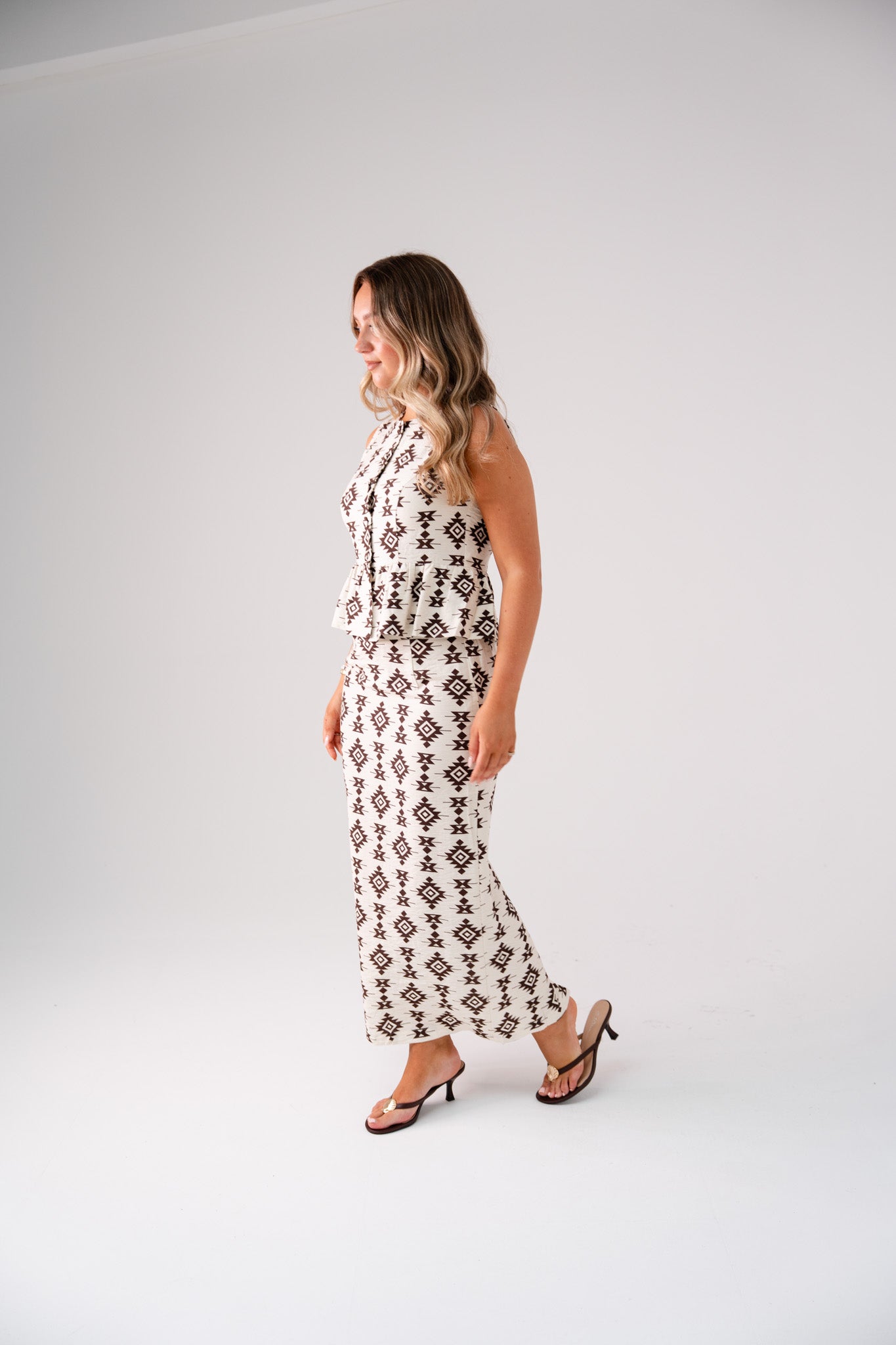 Elsa Aztec Print Top In Ivory