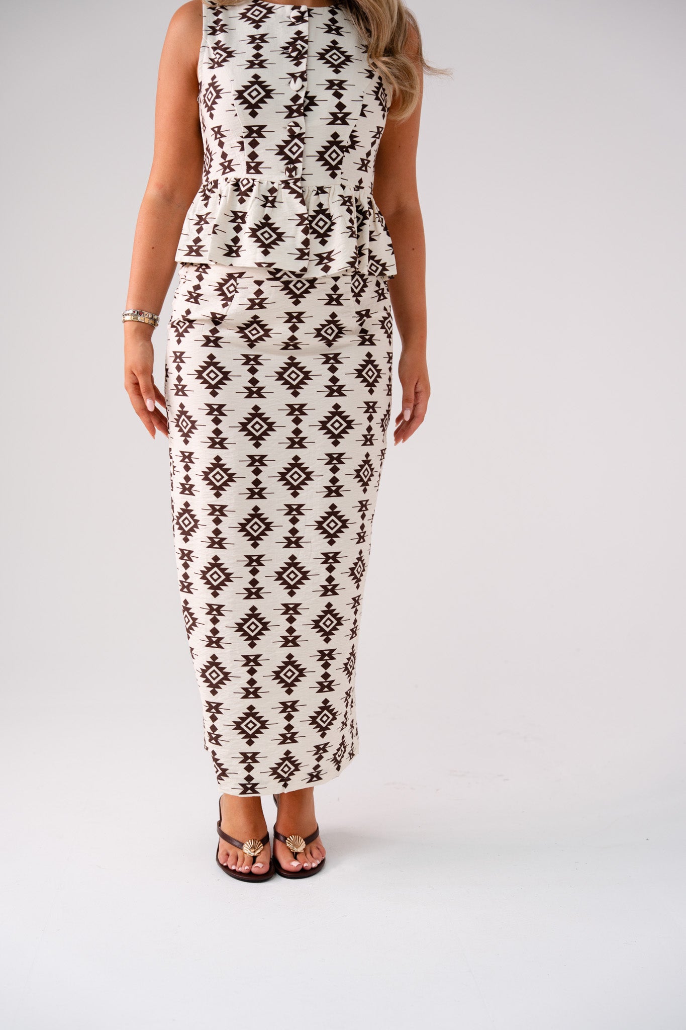 Elsa Aztec Print Skirt In Ivory