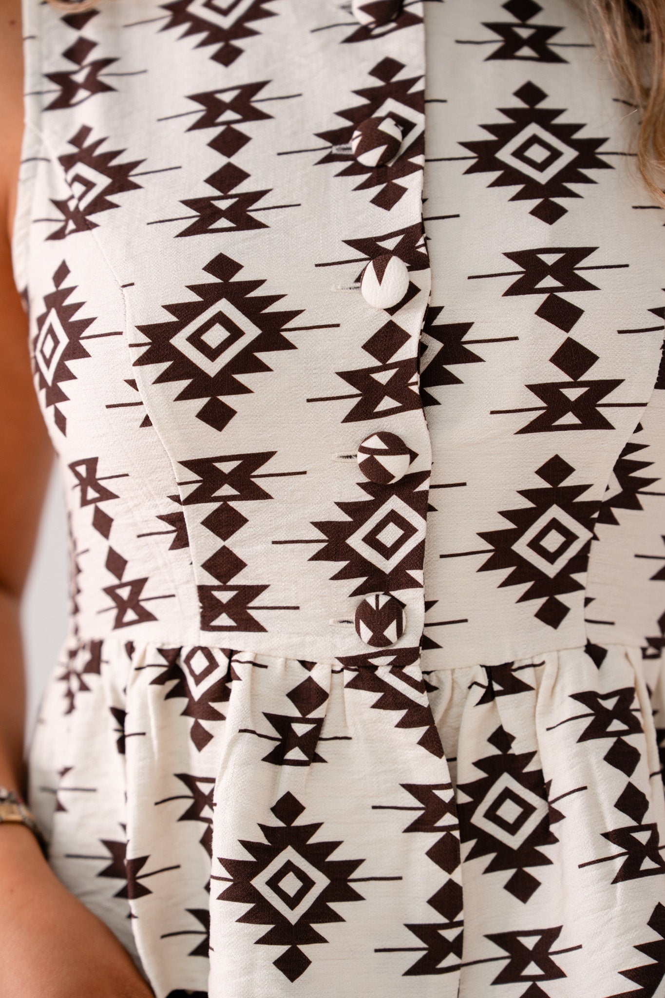 Elsa Aztec Print Top In Ivory