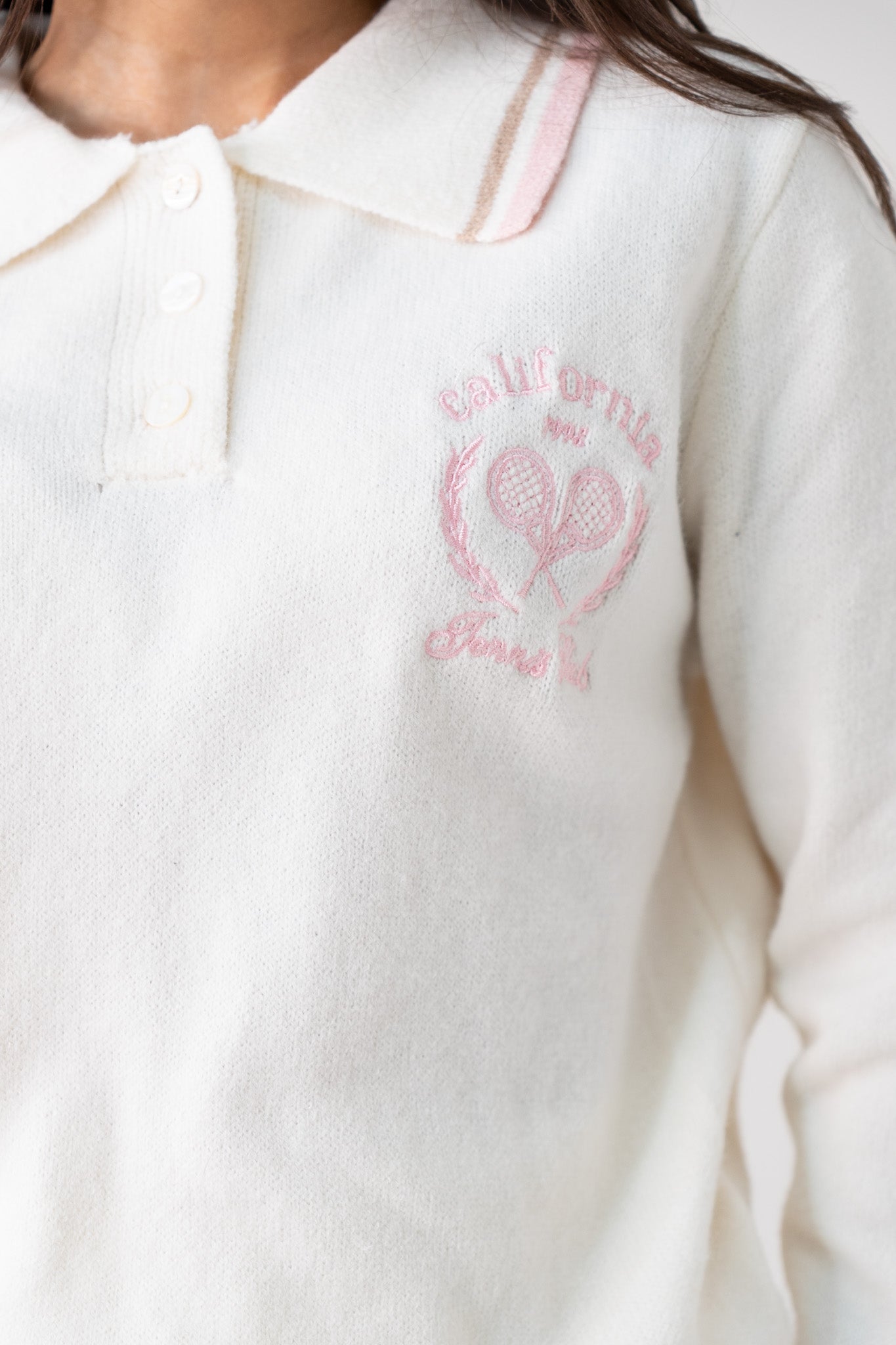 Ella Slogan Rugby Top In Cream