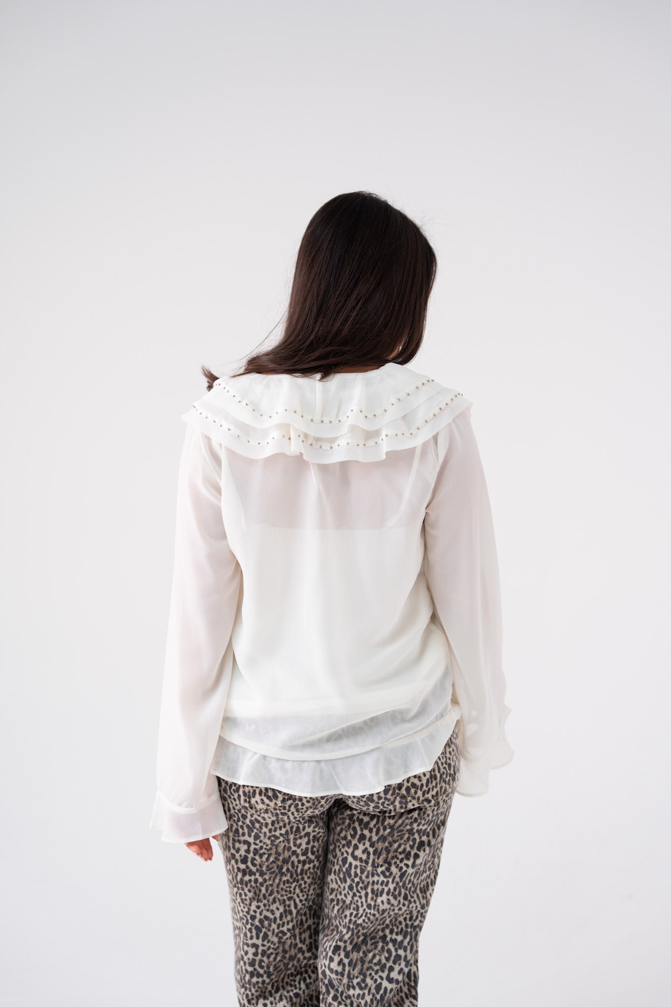 Elsa Embellished Ruffle Blouse In Ivory