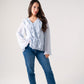 Elsa Embellished Ruffle Blouse In Sky Blue