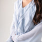 Elsa Embellished Ruffle Blouse In Sky Blue