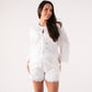 Elsa Embroidered Trim Shorts In White