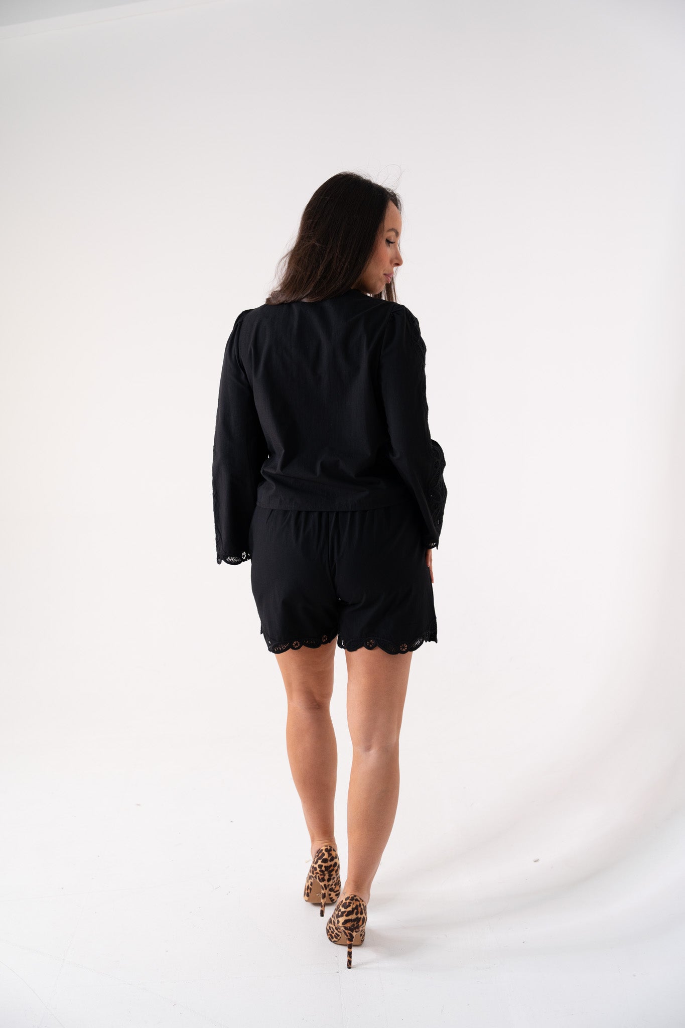 Elsa Embroidered Trim Shirt In Black