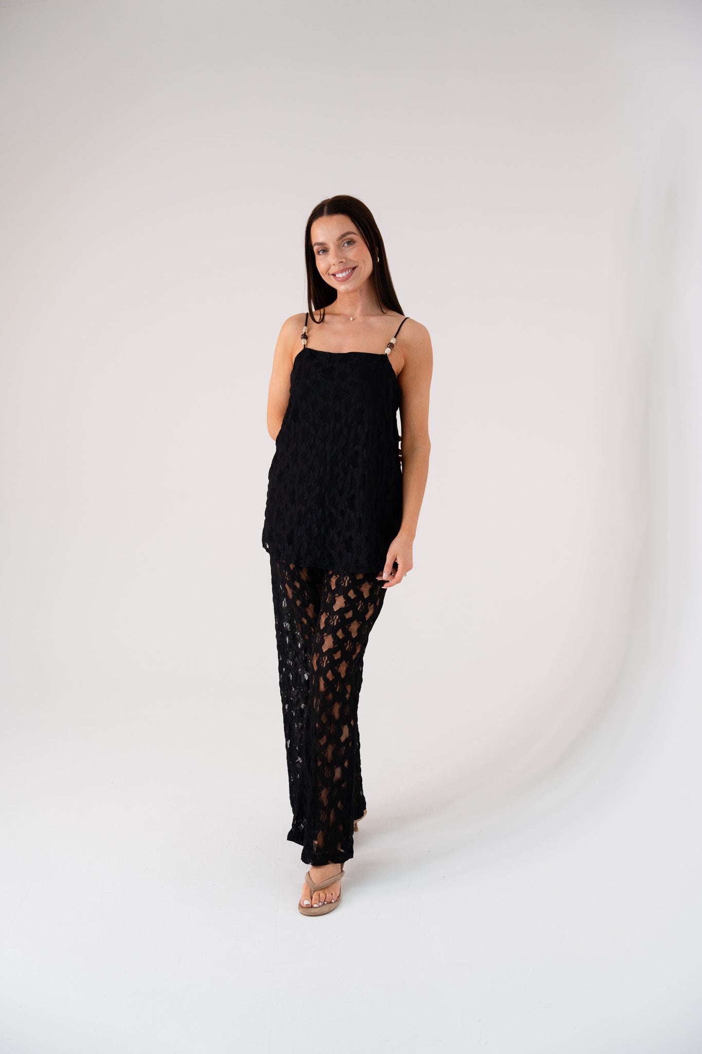 Elsa Longline Lace Cami In Black