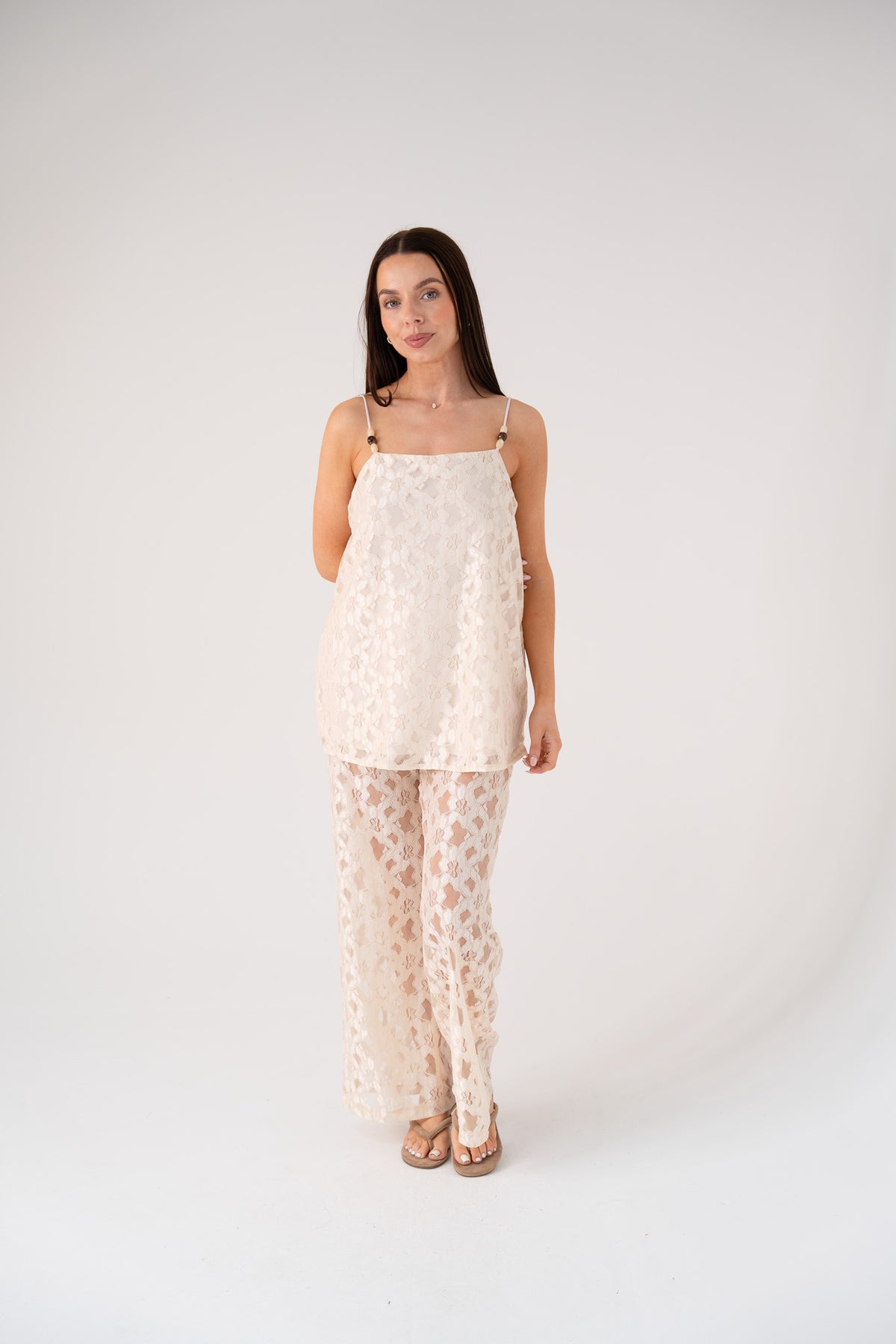 Elsa Longline Lace Cami In Ivory
