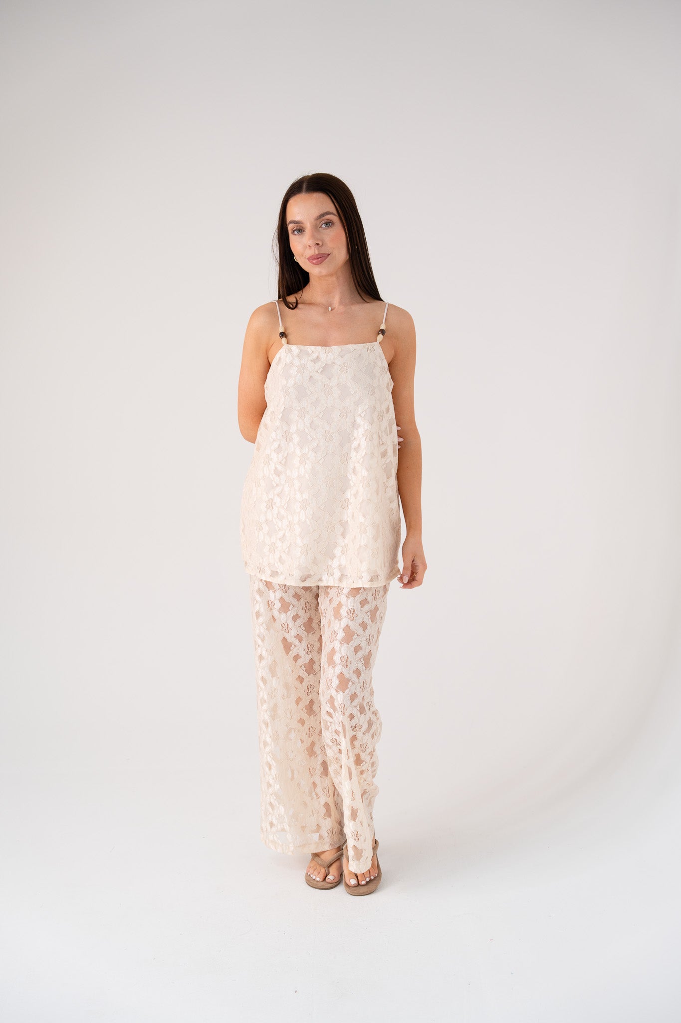 Elsa Longline Lace Cami In Ivory