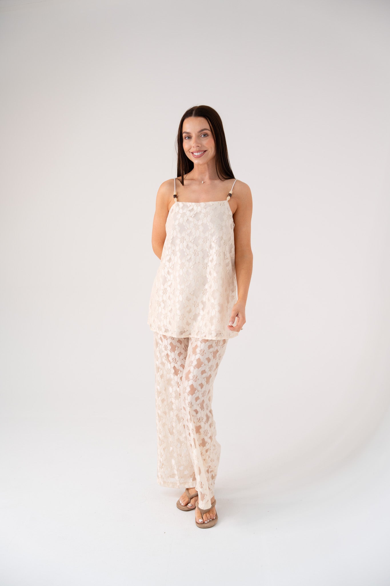 Elsa Longline Lace Cami In Ivory