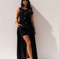 Elsa Longline Waistcoat In Black