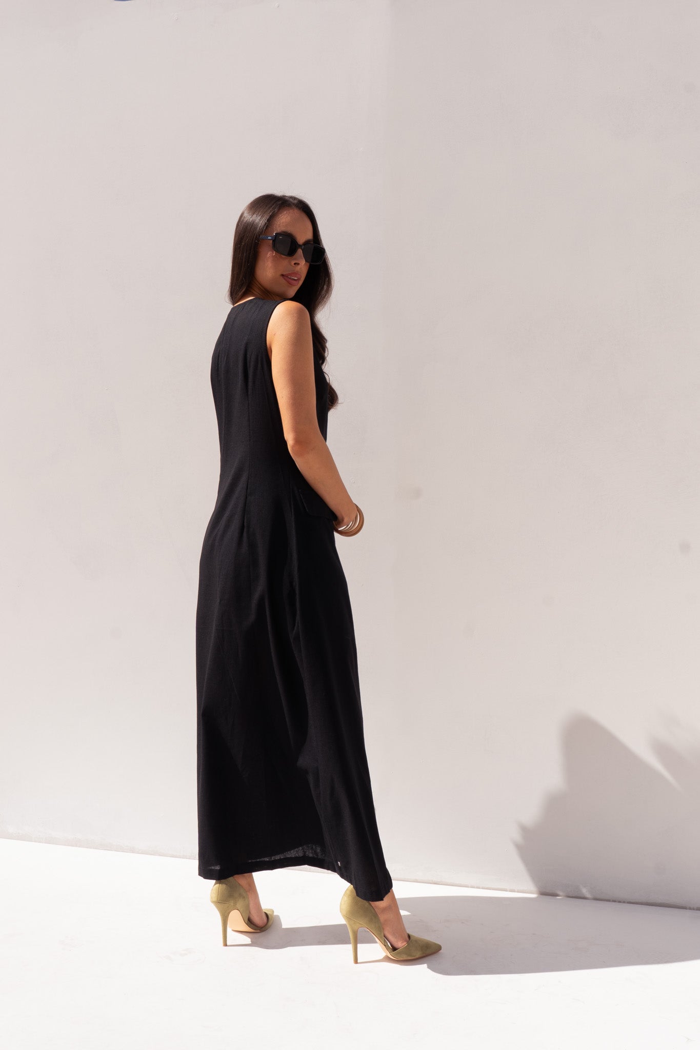 Elsa Longline Waistcoat In Black