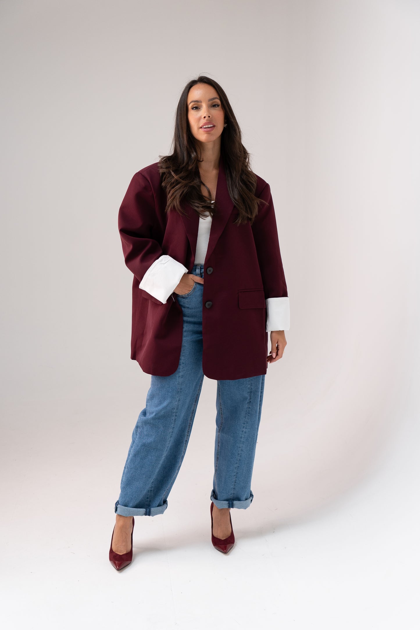 Elsa Oversize Blazer In Bordeaux