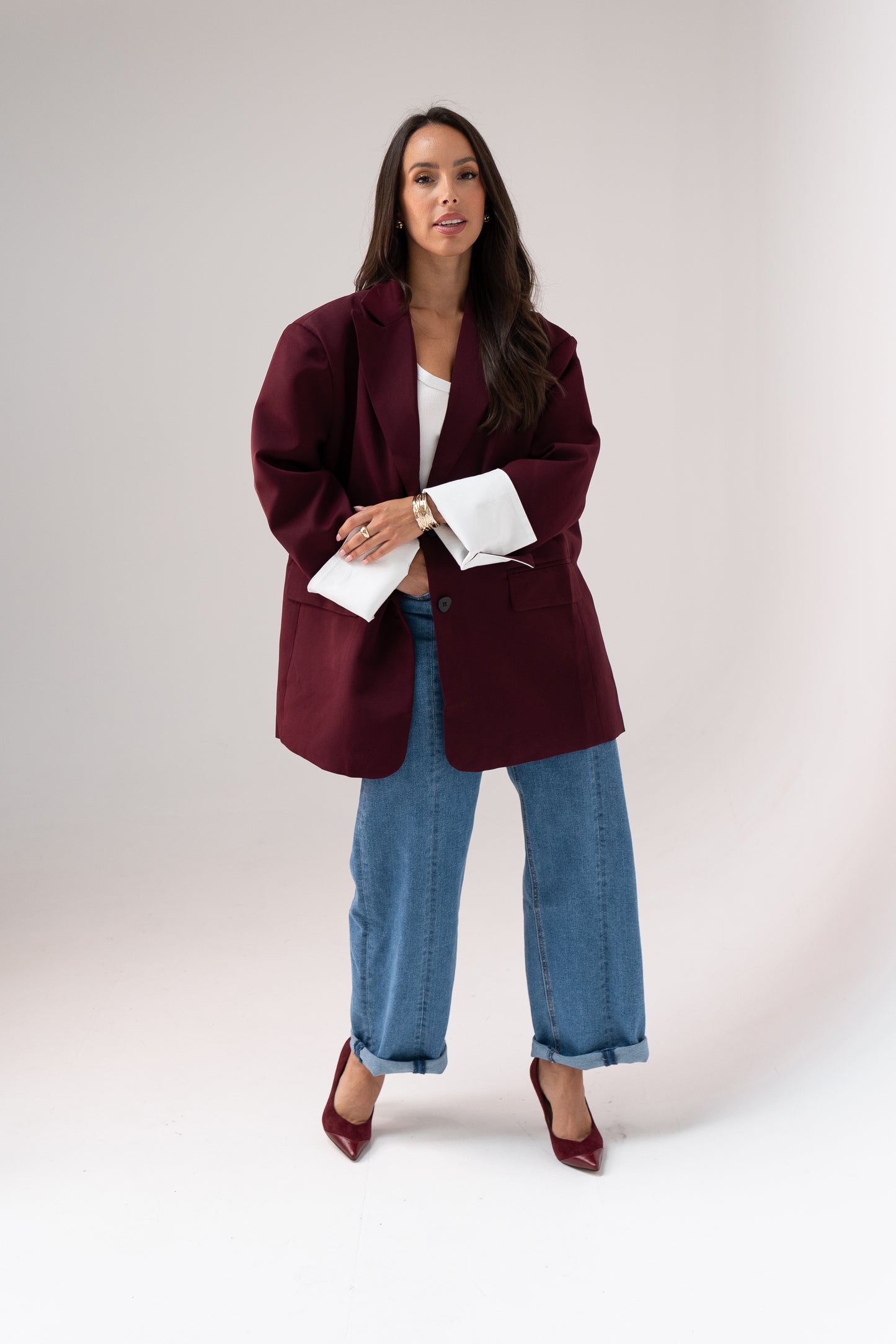 Elsa Oversize Blazer In Bordeaux