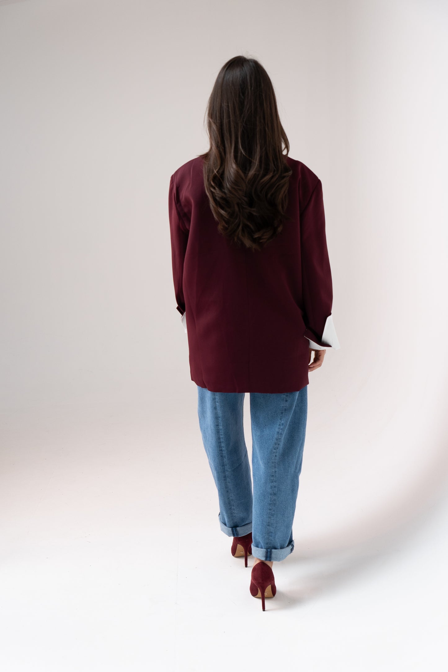 Elsa Oversize Blazer In Bordeaux