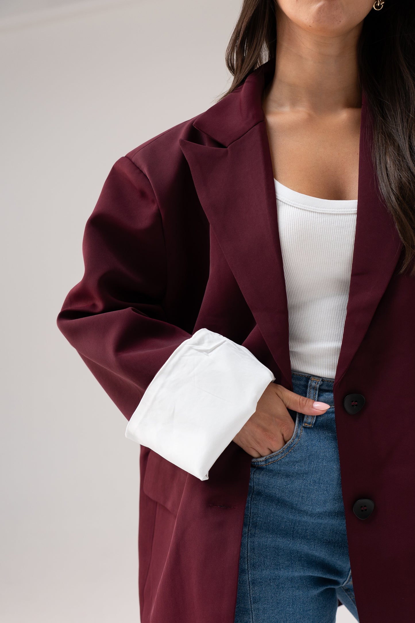 Elsa Oversize Blazer In Bordeaux