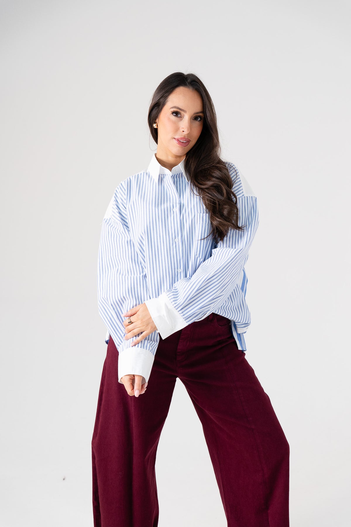 Elsa Oversized Stripe Shirt In Blue