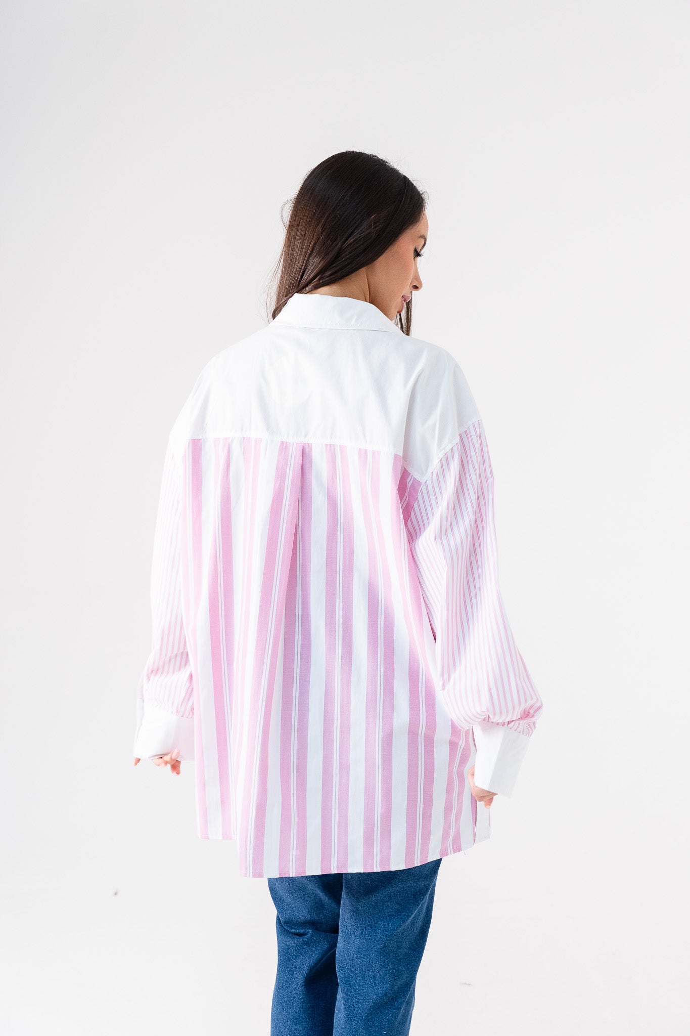 Elsa Oversized Stripe Shirt In Pink