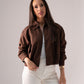 Elsa Pleat Detail Jacket In Chocolate