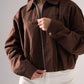 Elsa Pleat Detail Jacket In Chocolate