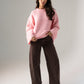 Elsa Round Neck Jumper In Pink