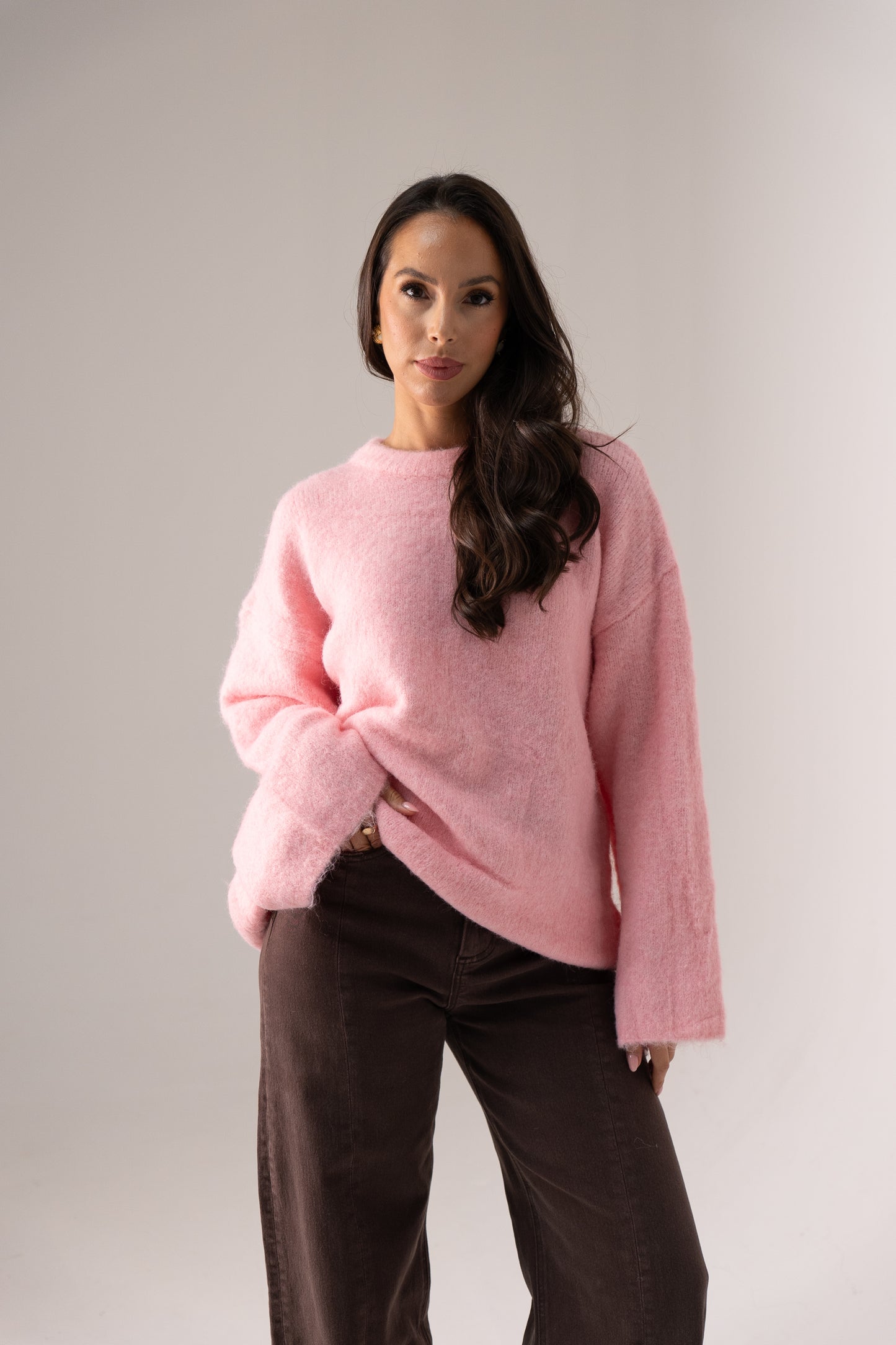 Elsa Round Neck Jumper In Pink