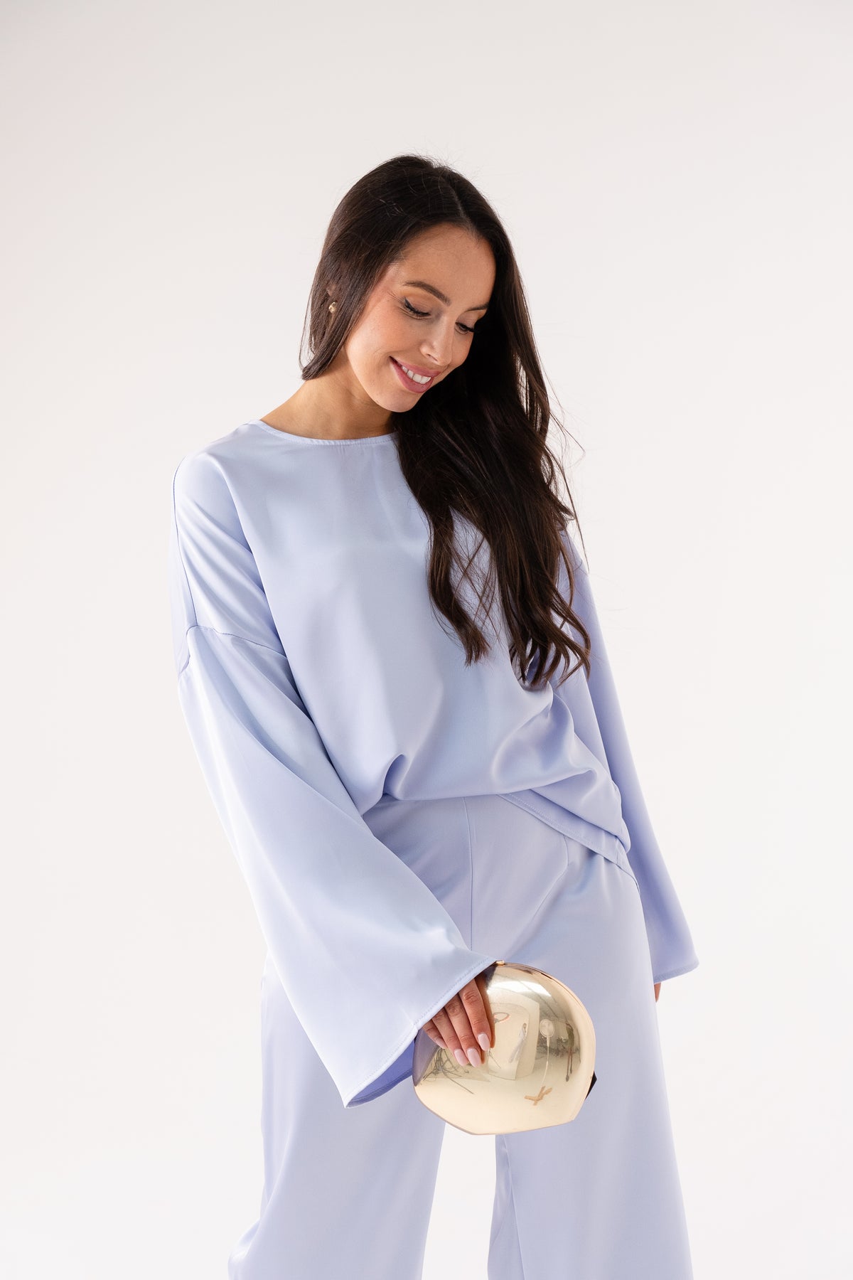 Elsa Satin Mix Top In Lilac