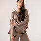 Elsa Satin Mix Top In Taupe