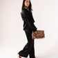 Elsa Satin Mix Trousers In Black