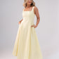 Elsa Square Neck Cotton Dress In Lemon