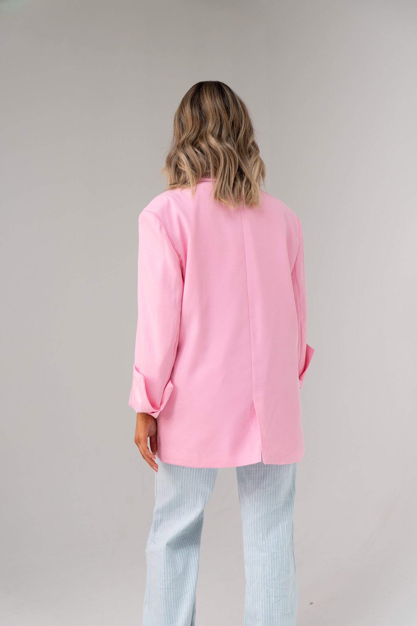 Elsa Tie Front Wrap Blazer In Pink
