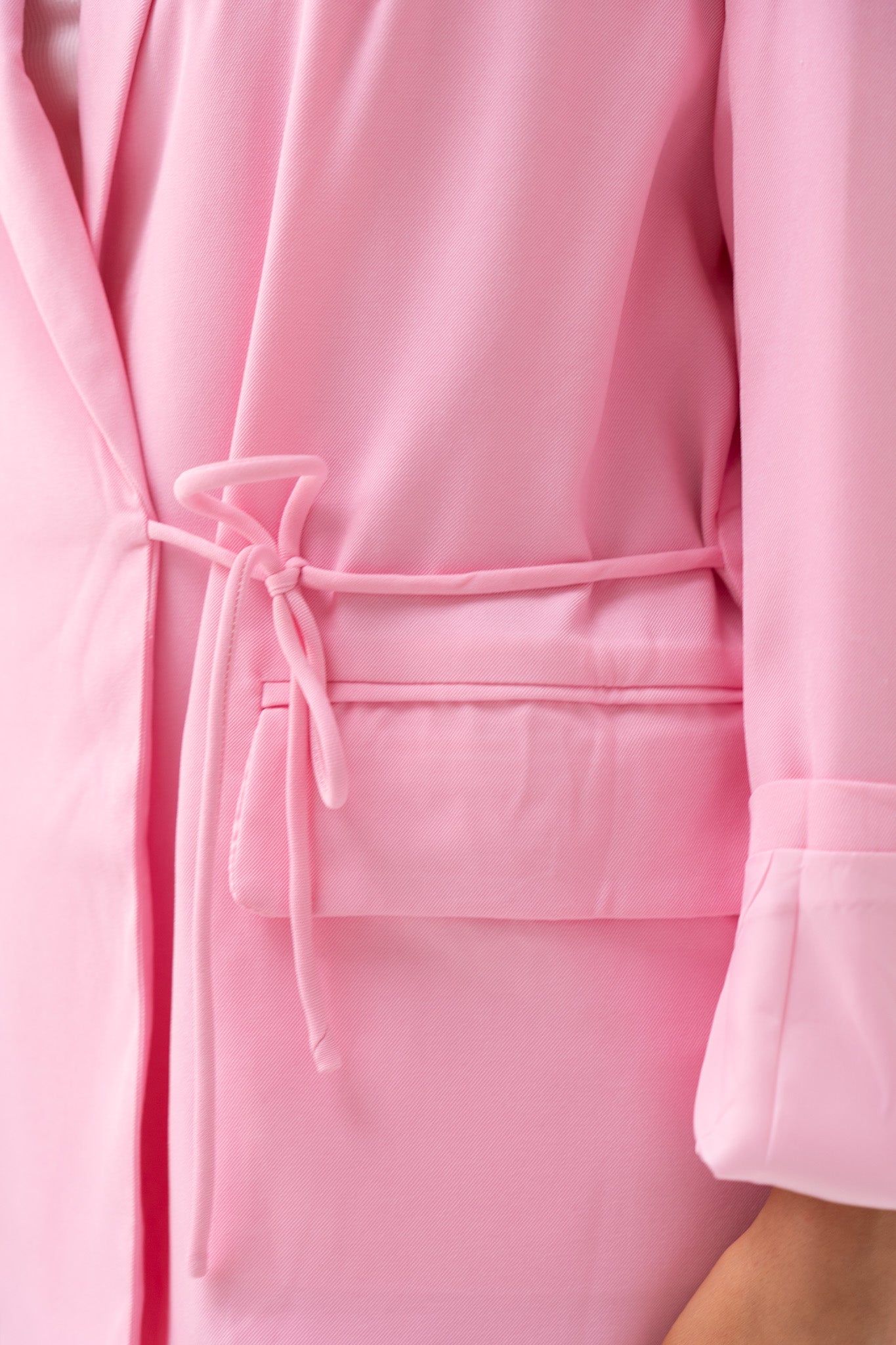Elsa Tie Front Wrap Blazer In Pink