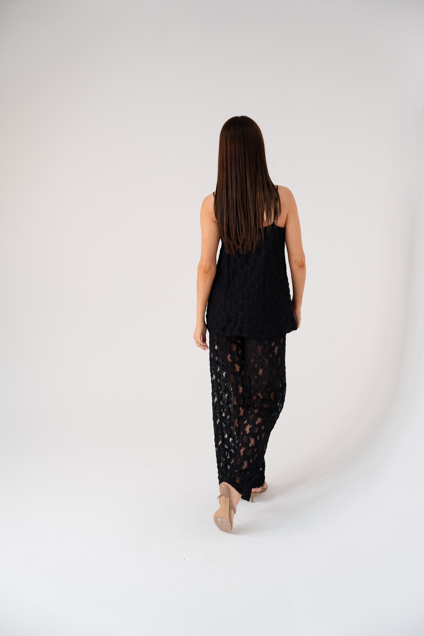 Elsa Wide Leg Lace Trousers In Black