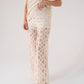 Elsa Wide Leg Lace Trousers In Ivory
