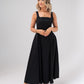 Elsa Square Neck Cotton Dress In Black