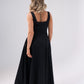 Elsa Square Neck Cotton Dress In Black
